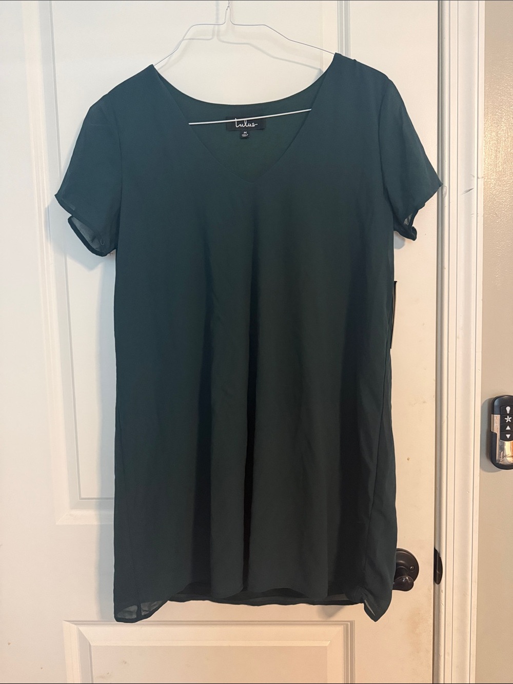 Lulu's Deep Forest Green V-Neck Short Sleeve Dress
